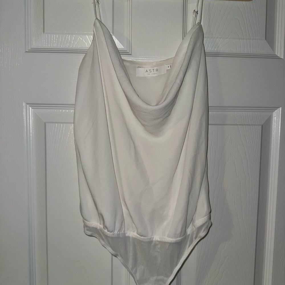 ASTR Women's White Draped Bodysuit